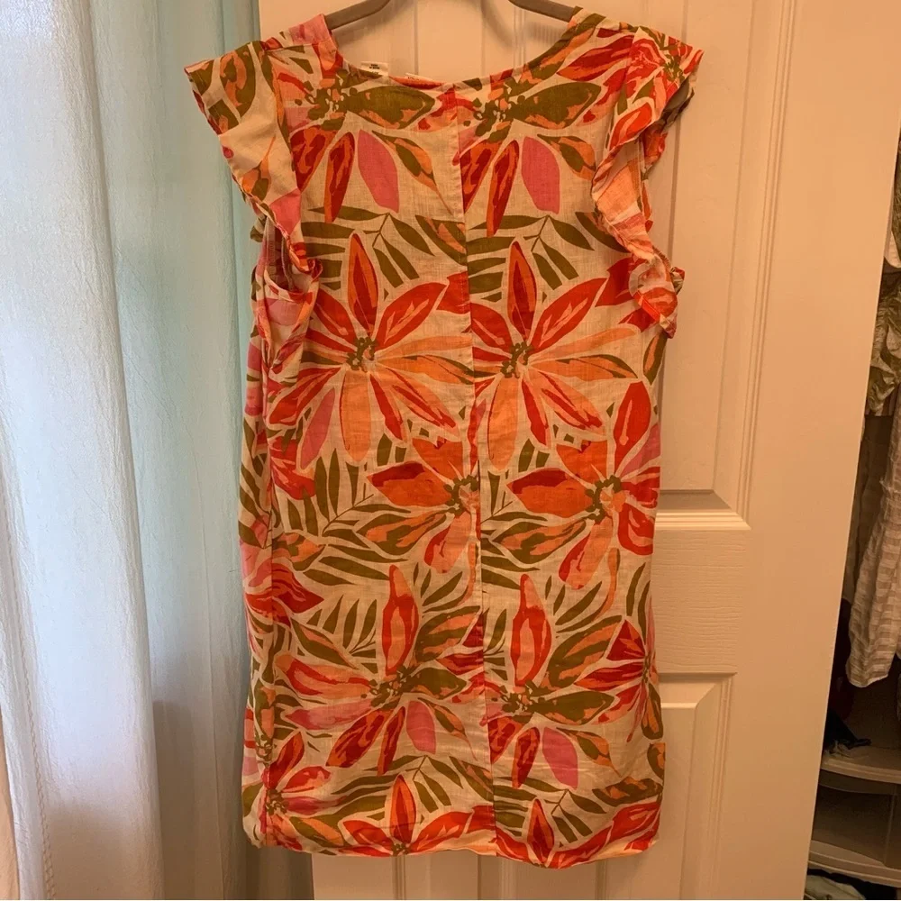 Nicole Miller Floral Linen Dress in Pink and Green - Picture 4 of 4